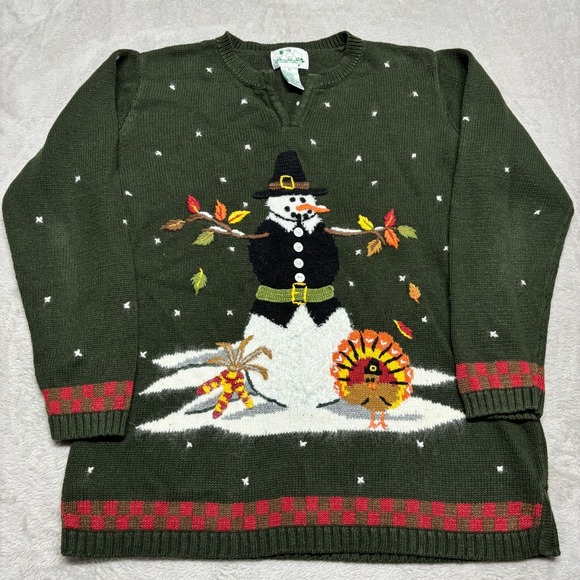 Quacker Factory Sweaters - Vintage Quacker Factory Womens M Sweater Autumn Snowman Christmas Winter Holiday